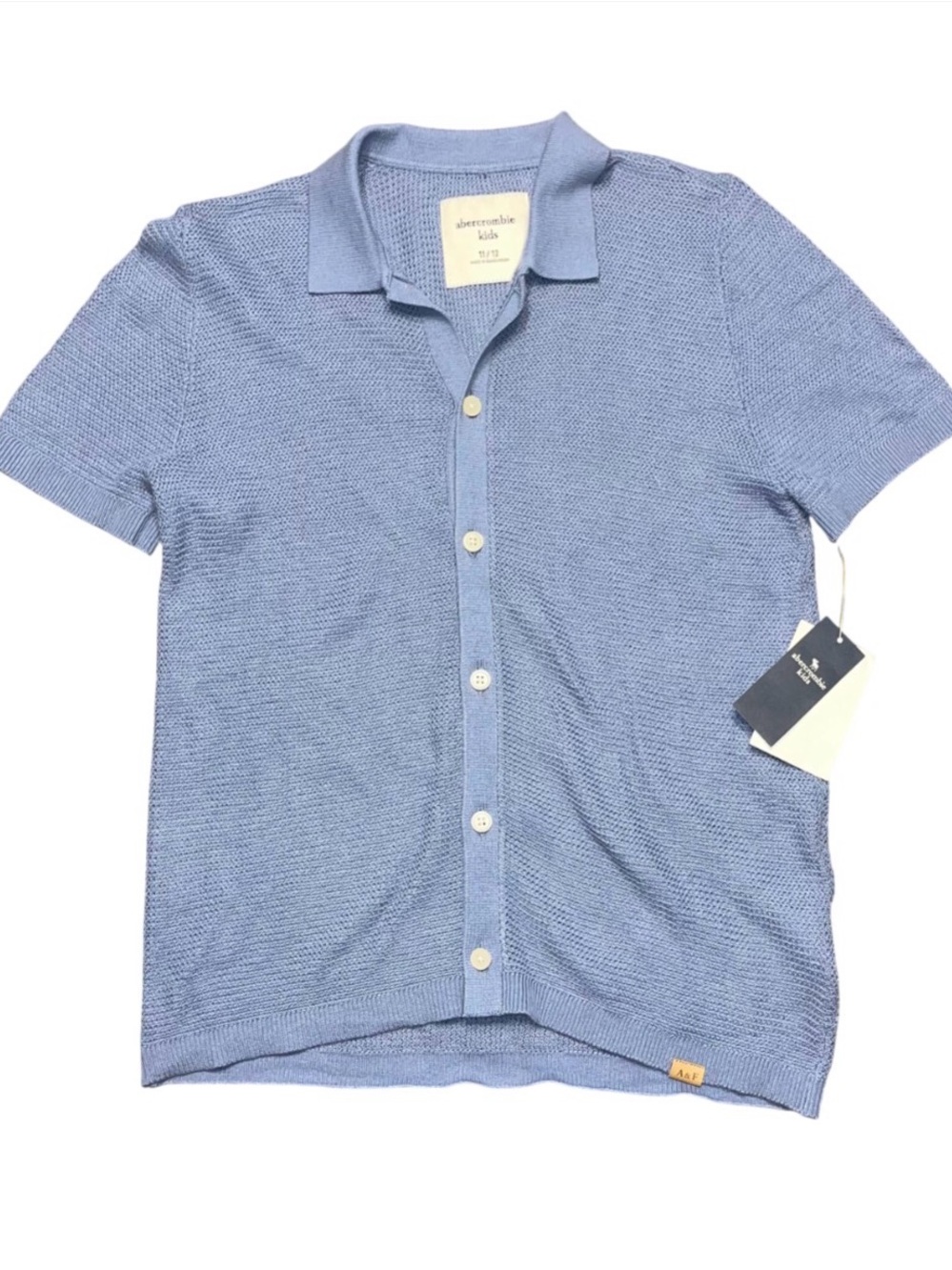Abercrombie & Fitch Blue Collared Short Sleeve Shirt Boys 11/12 NWT Button Up